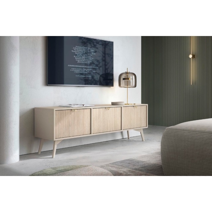 Ensemble meuble TV FOREST couleur Chevrons Scandi / Beige Ensemble meuble TV FOREST couleur Chevrons Scandi / Beige