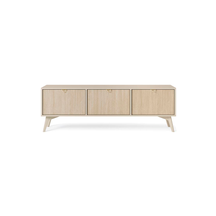 Conjunto de móveis para TV FOREST – Cor Espinha de Peixe Scandi / Bege
