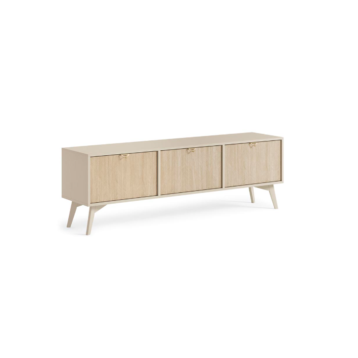 Conjunto de móveis para TV FOREST – Cor Espinha de Peixe Scandi / Bege