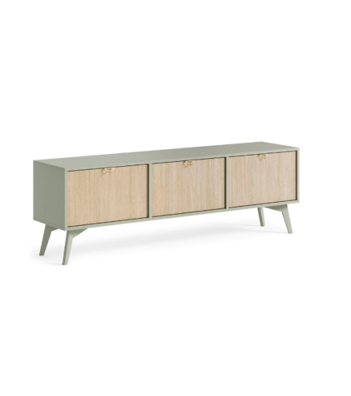 Ensemble meuble TV FOREST couleur Chevrons Scandi / Eucalyptus