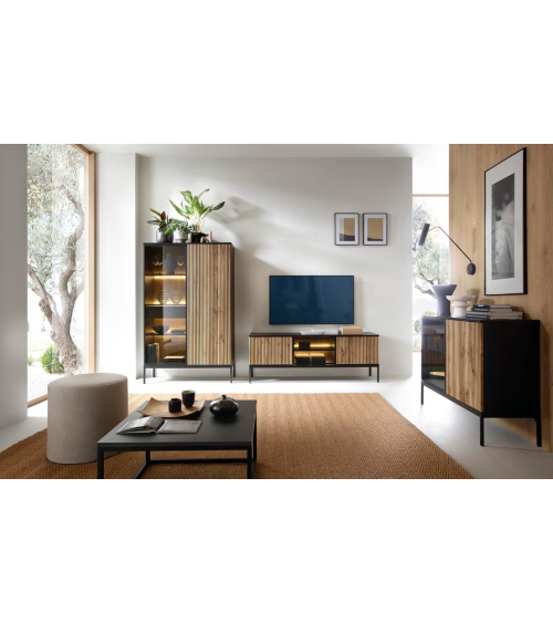Conjunto de muebles para TV SENTO – Color Roble Wotan / Negro