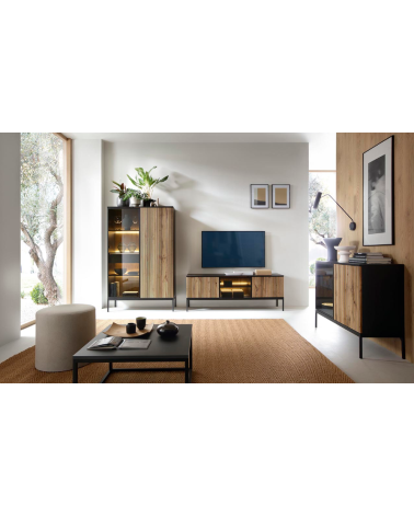 Conjunto de muebles para TV SENTO – Color Roble Wotan / Negro