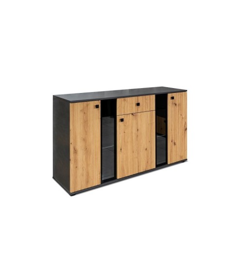 Buffet CALI 140 cm chêne et noir