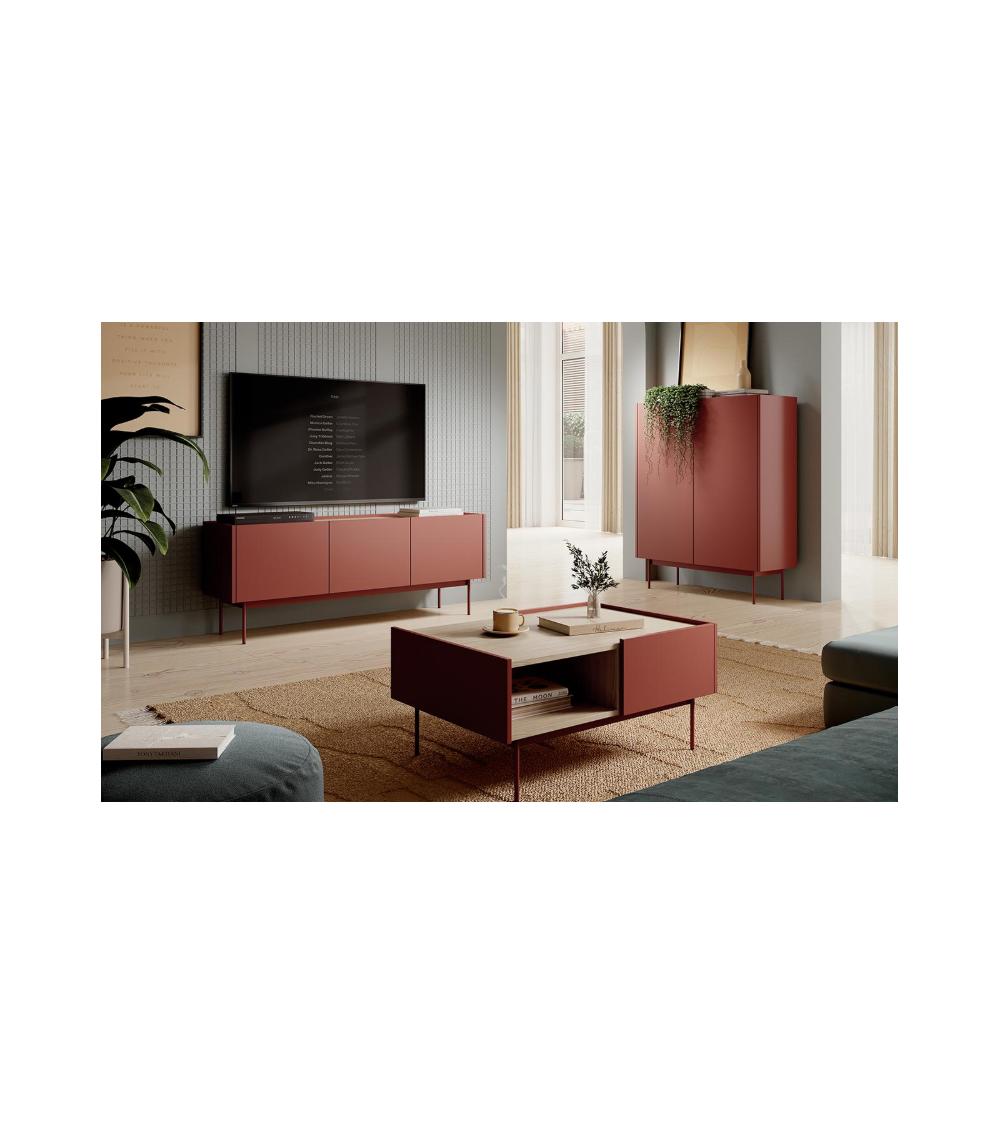 Ensemble meuble TV Couleur Céramique Rouge