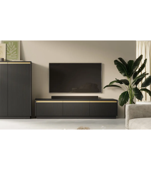 Ensemble meuble TV ROYAL couleur Noir