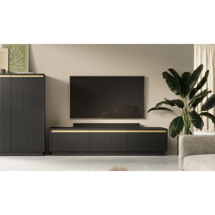 Ensemble meuble TV ROYAL couleur Noir