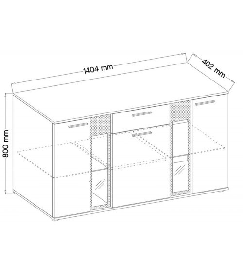 Buffet CALI 140 cm chêne et noir