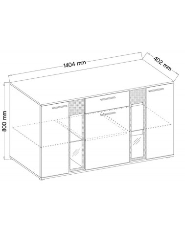 Buffet CALI 140 cm chêne et noir