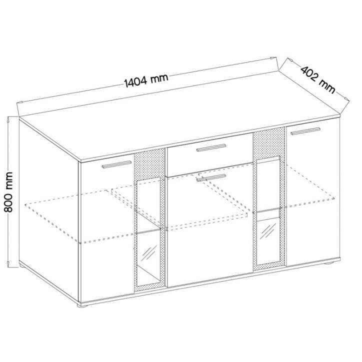 Buffet CALI 140 cm chêne et noir