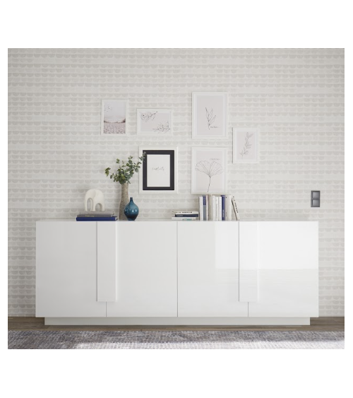 Buffet Jupiter 4 portes – Blanc brillant / Mercure