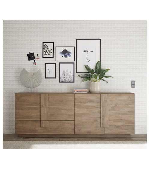 Aparador Jupiter de 2 puertas y 3 cajones – Acabado Mercure