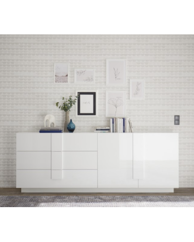 Credenza Jupiter a 2 ante e 3 cassetti – Bianco lucido