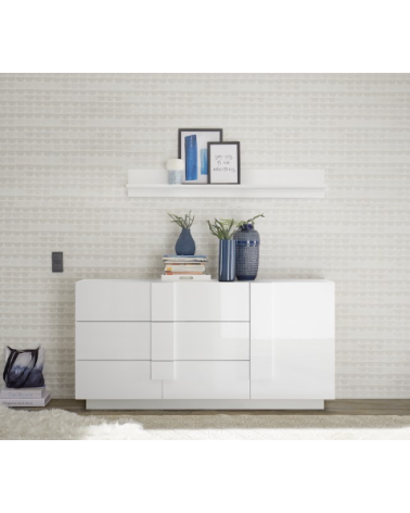 Buffet Jupiter 1 portes et 3 tiroirs – Blanc brillant