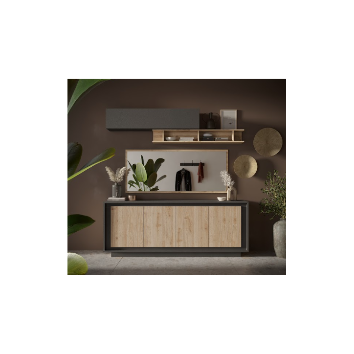 Buffet SKY 4 portes – Finition Mercure / Anthracite