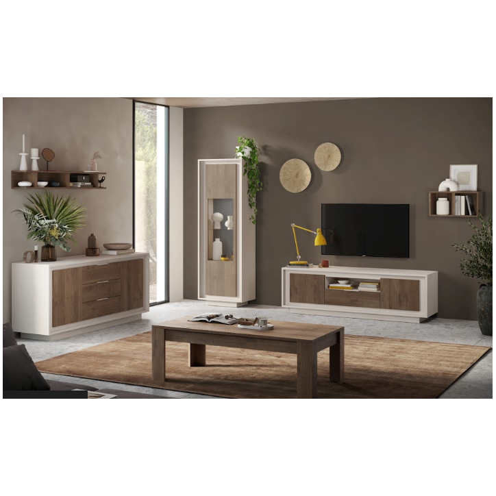 Conjunto de móvel de TV SKY de 3 peças – Acabamento Cashmere / Mercure