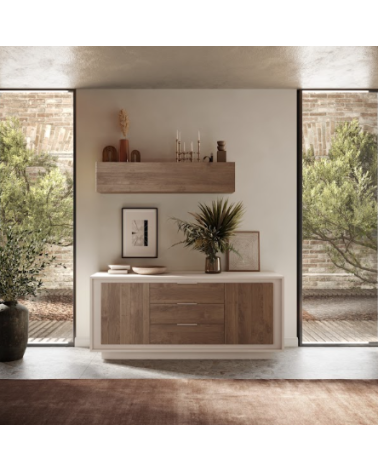 Credenza SKY a 2 ante e 3 cassetti – Finitura Cashmere / Mercure