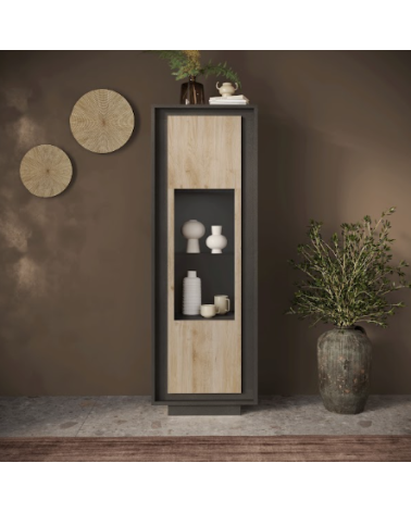 Conjunto de mueble TV SKY de 3 piezas – Acabado Mercure / Antracita