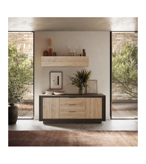 Conjunto de móvel de TV SKY de 3 peças – Acabamento Mercure / Antracite