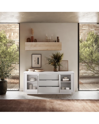 Buffet SKY 2 portes et 3 tiroirs – Blanc mat laqué