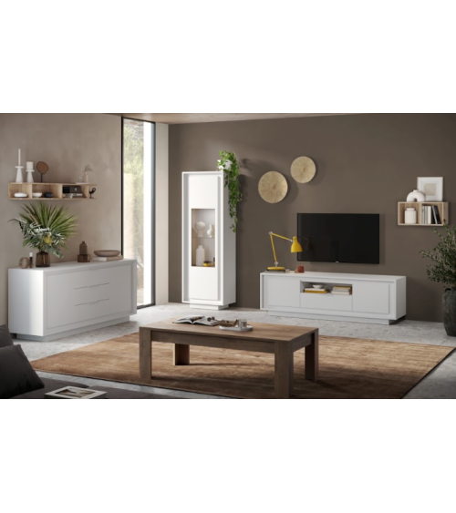 Conjunto de sala de estar SKY de 3 peças – Branco mate lacado