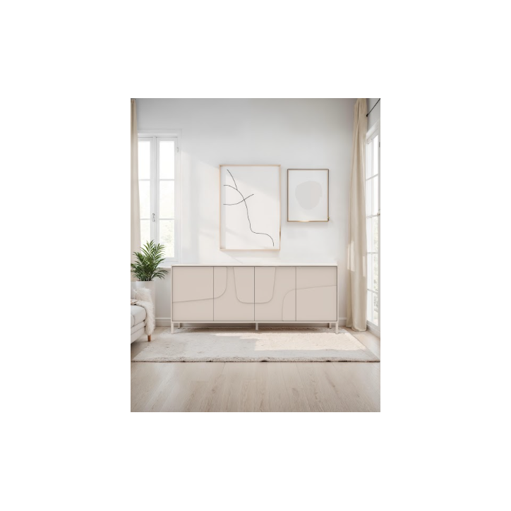Buffet STONE 4 portes – Cashmere mat Buffet STONE 4 portes – Cashmere mat