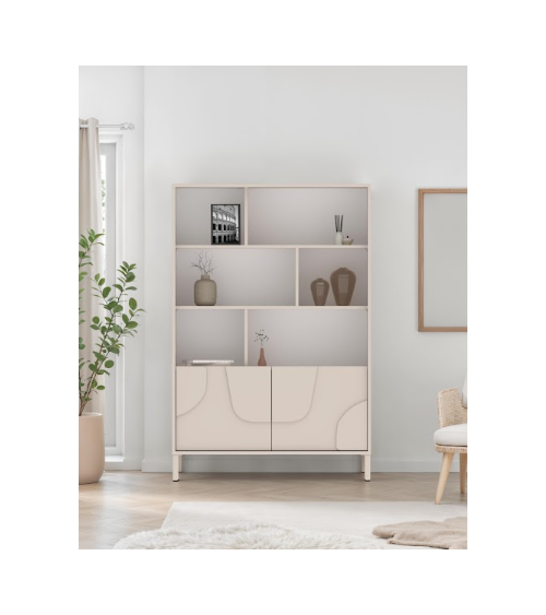 Bibliothèque STONE avec 2 portes – Cashmere mat