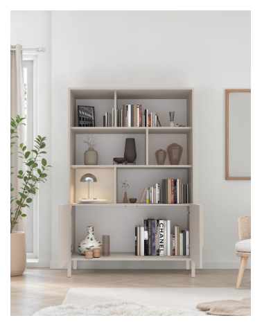 Bibliothèque STONE avec 2 portes – Cashmere mat
