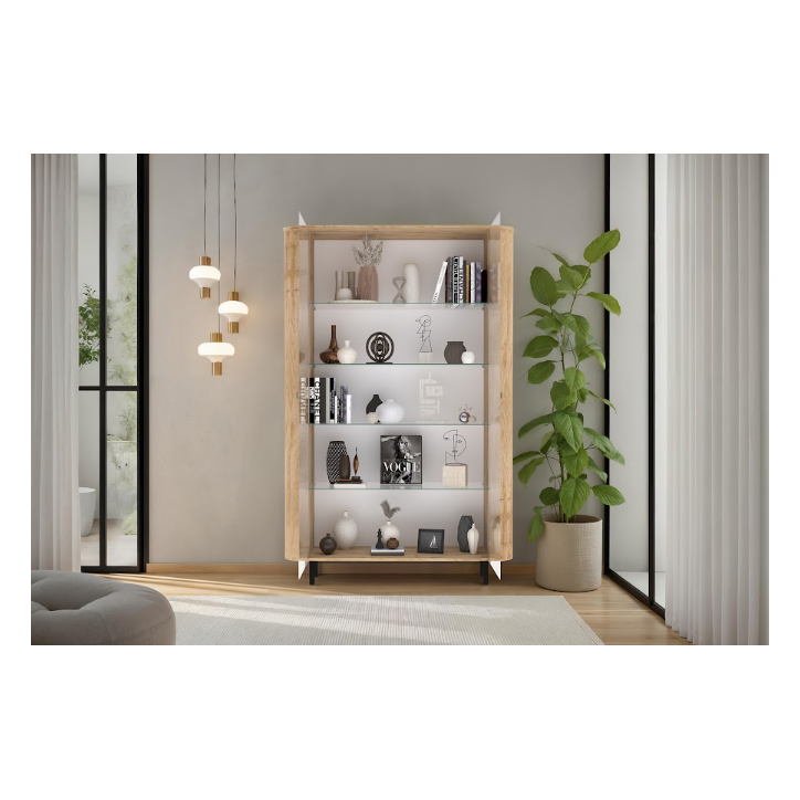 Vitrina MURANO de 2 puertas de cristal – Acabado Roble natural Vitrina MURANO de 2 puertas de cristal – Acabado Roble natural