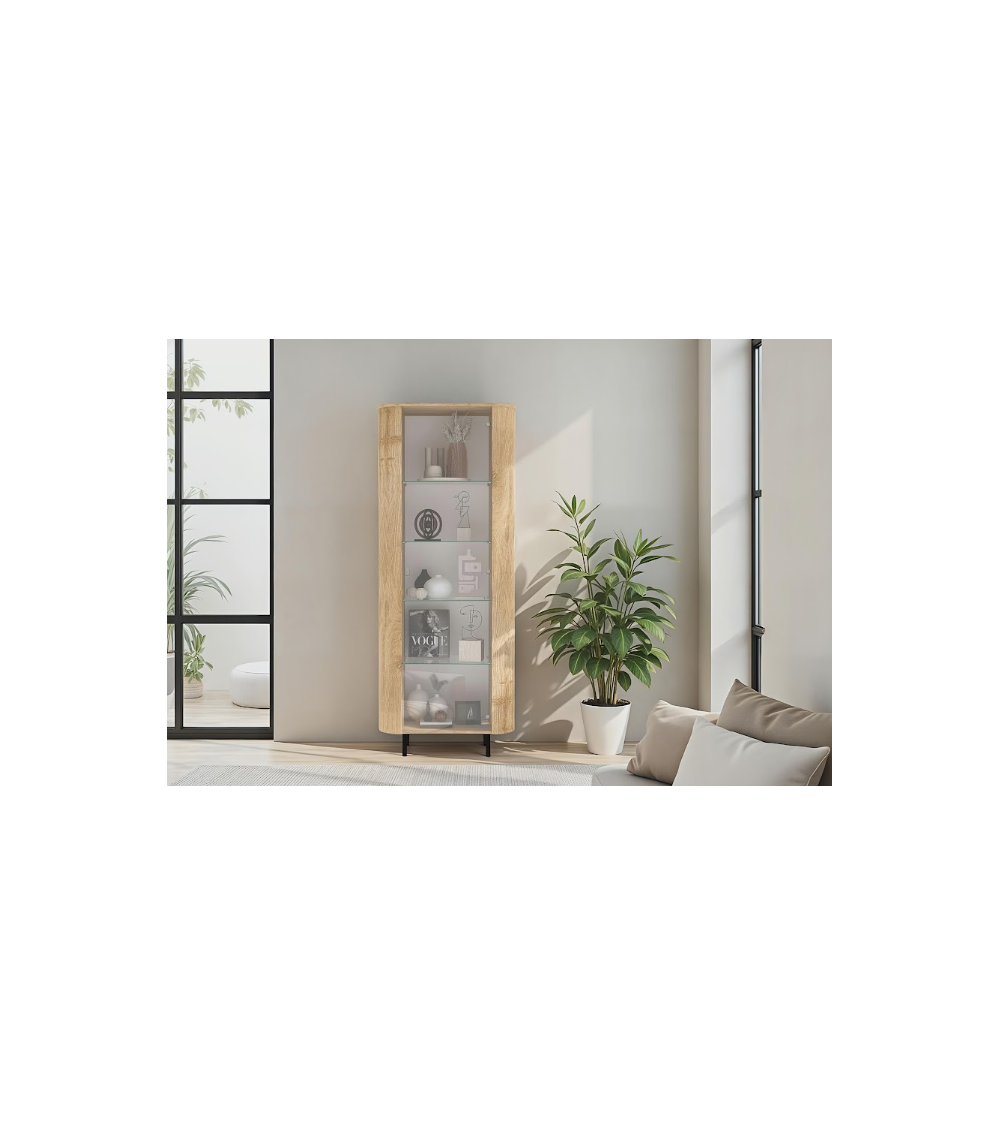 Vitrina MURANO de 1 puerta de cristal – Acabado Roble natural