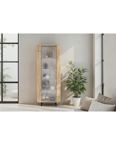 Vitrina MURANO de 1 puerta de cristal – Acabado Roble natural