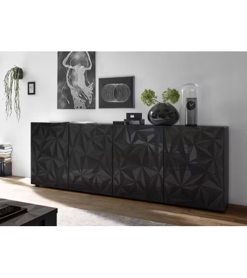 Madia PRISMA a 4 ante – Design geometrico nero