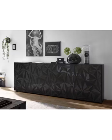Madia PRISMA a 4 ante – Design geometrico nero