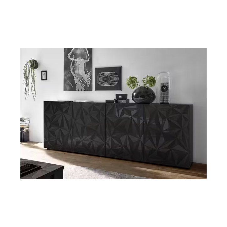 Madia PRISMA a 4 ante – Design geometrico nero