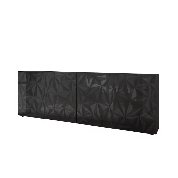 Buffet PRISMA 4 portes – Design géométrique noir