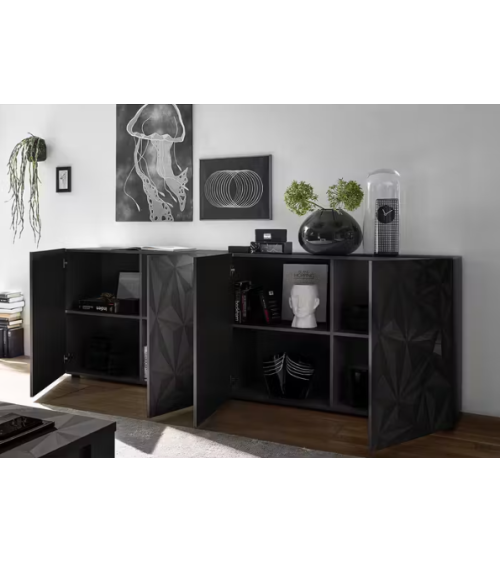 Madia PRISMA a 4 ante – Design geometrico nero