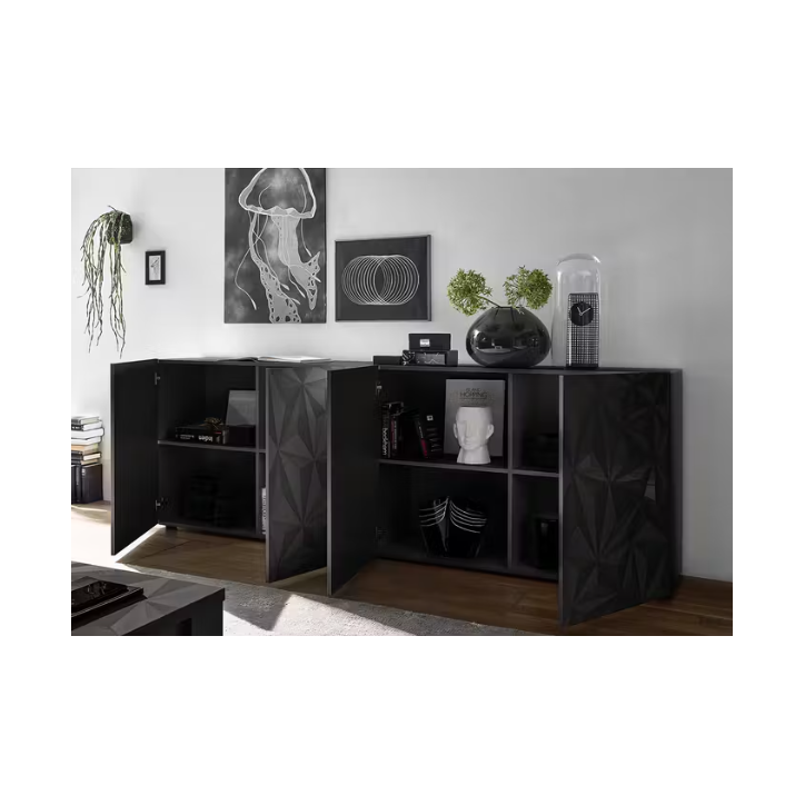 Madia PRISMA a 4 ante – Design geometrico nero