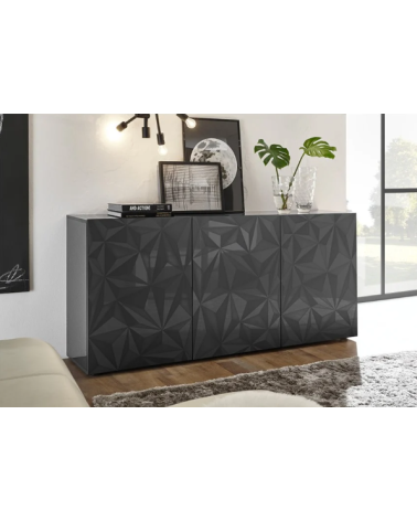 Madia PRISMA a 3 ante – Design geometrico nero