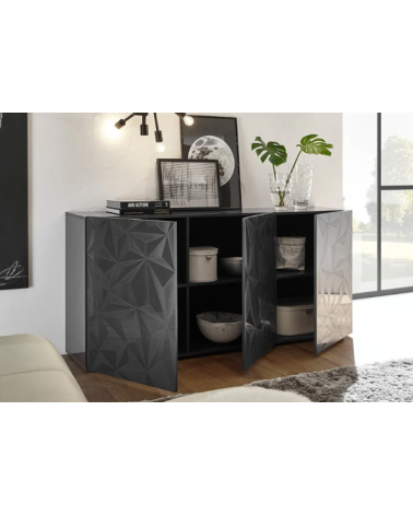 Aparador PRISMA de 3 portas – Design geométrico preto