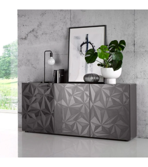 Buffet PRISMA 3 portes – Design géométrique noir