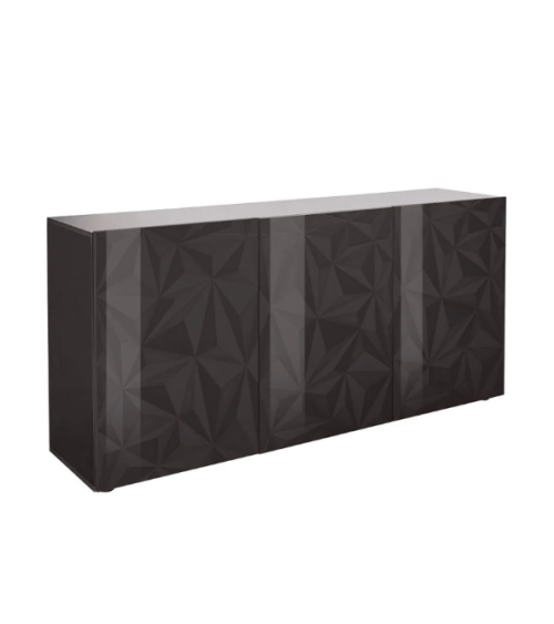 Buffet PRISMA 3 portes – Design géométrique noir