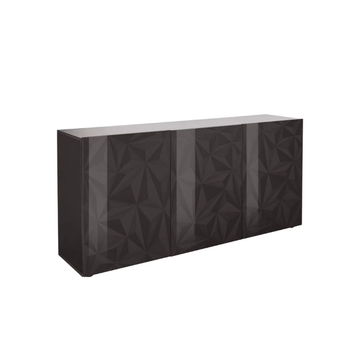 Aparador PRISMA de 3 portas – Design geométrico preto