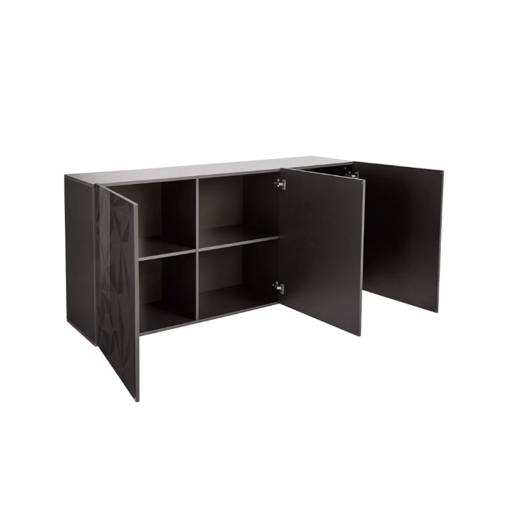 Aparador PRISMA de 3 portas – Design geométrico preto