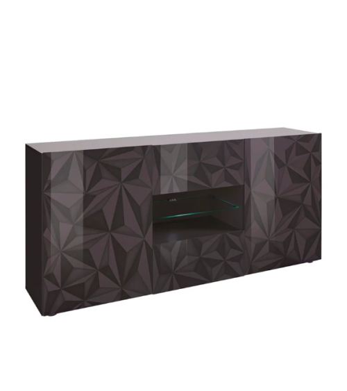 Madia PRISMA con 2 ante e 2 cassetti – Design geometrico nero con vano centrale