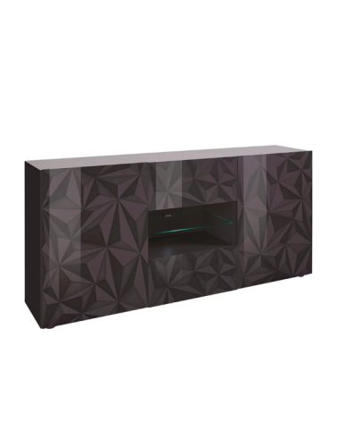 Aparador PRISMA con 2 puertas y 2 cajones – Diseño geométrico negro con compartimento central