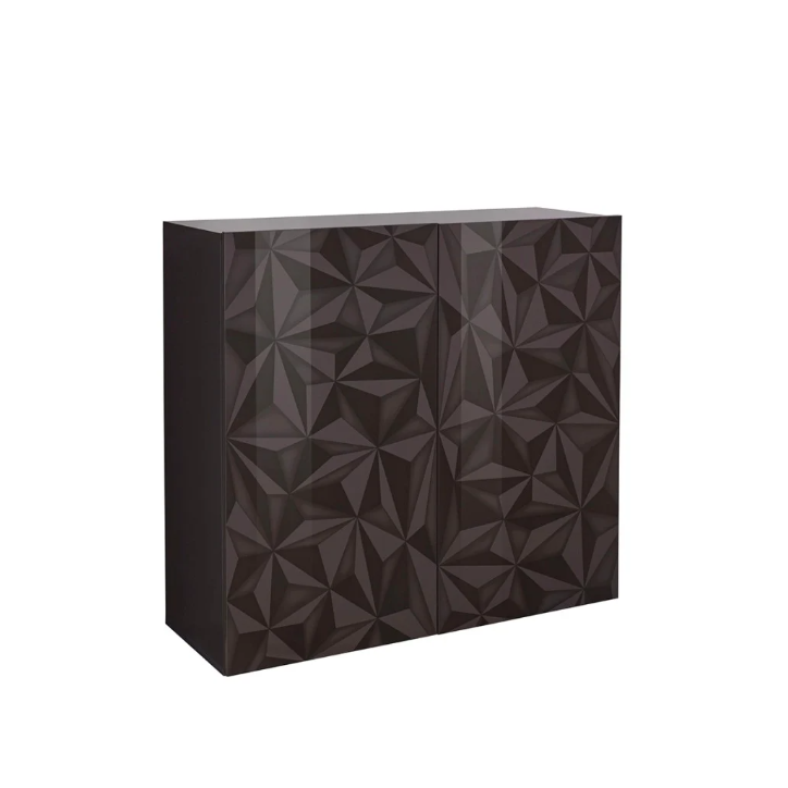 Aparador PRISMA alto de 2 puertas – Diseño geométrico negro