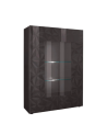 Vitrine haute PRISMA 2 portes – Design géométrique noir avec partie vitrée