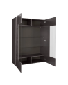 Vitrine haute PRISMA 2 portes – Design géométrique noir avec partie vitrée