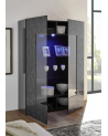 Vitrine haute PRISMA 2 portes – Design géométrique noir avec partie vitrée