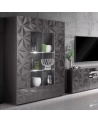 Vitrina alta PRISMA de 2 puertas – Diseño geométrico negro con parte acristalada