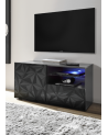 Meuble TV PRISMA 1 porte et 1 tiroir – Design géométrique noir